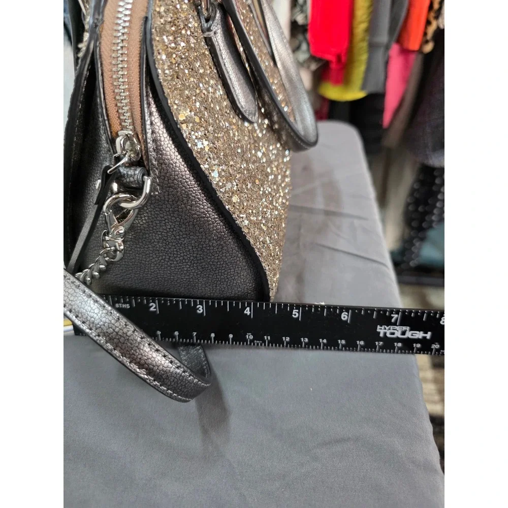 Kate Spade Laurel Way Mini Reiley Glitter Satchel Crossbody bag Gunmetal B